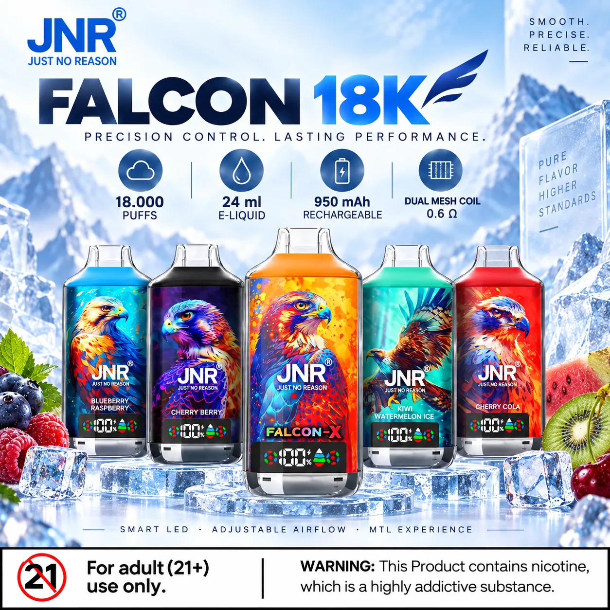 JNR Falcon-X18.000(NIC 2%) vape device at JimoVape